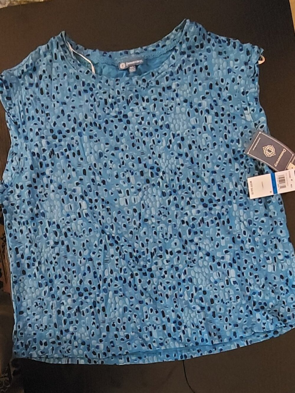 Democracy Blue Printed Sleeveless Top NWT Large